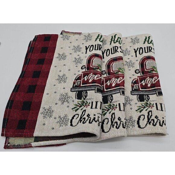 Set Of 3 Christmas-Themed Placemats With Red Truck & Buffalo Plaid Design - Picture 9 of 9